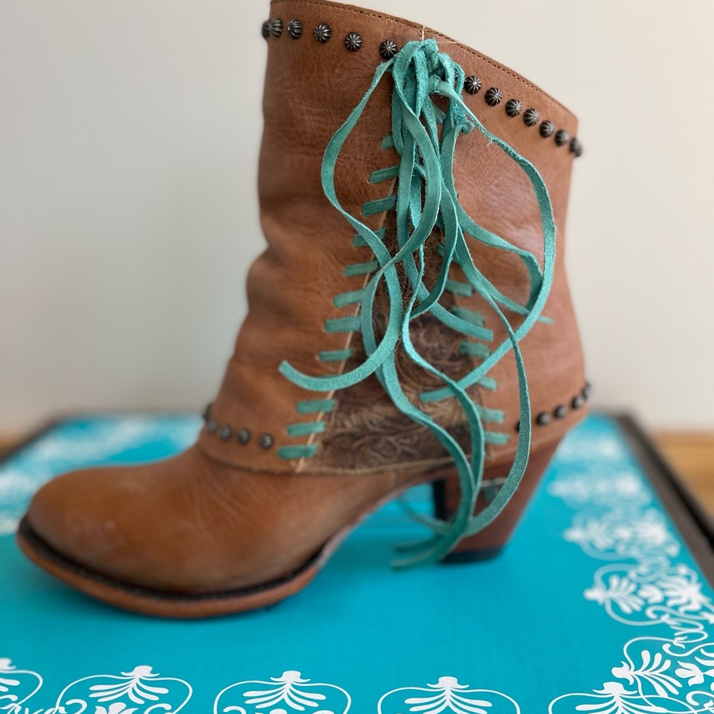 Lane Leather Ankle Boots with Fringe - Picture 3 of 11